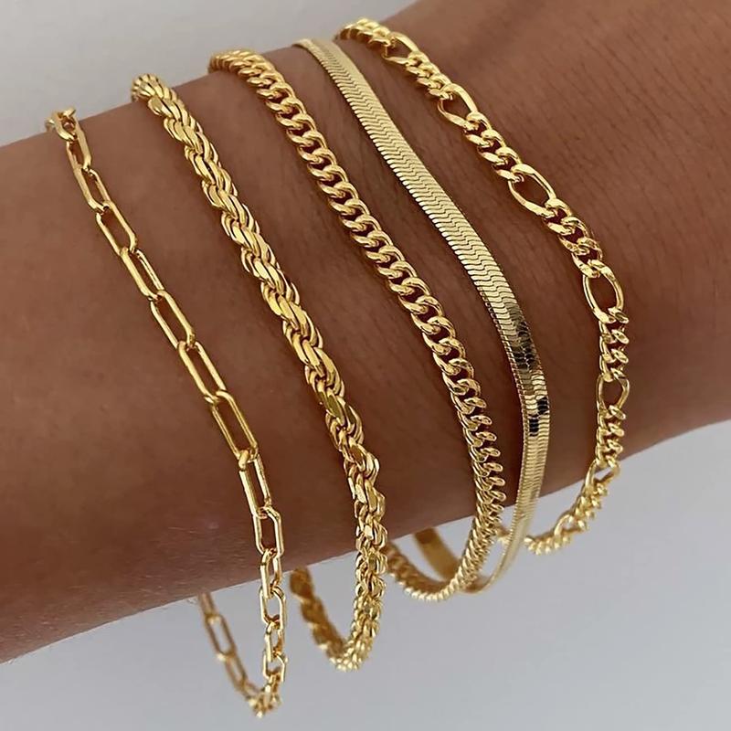 5pc Classic Bracelets Stack in gold