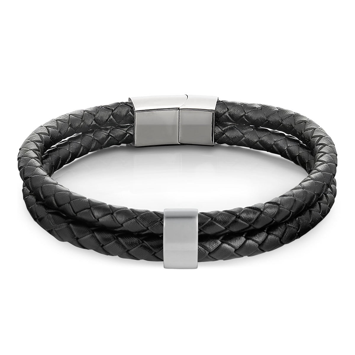 Minimal Personalized Name(s) Leather Bracelet in silver