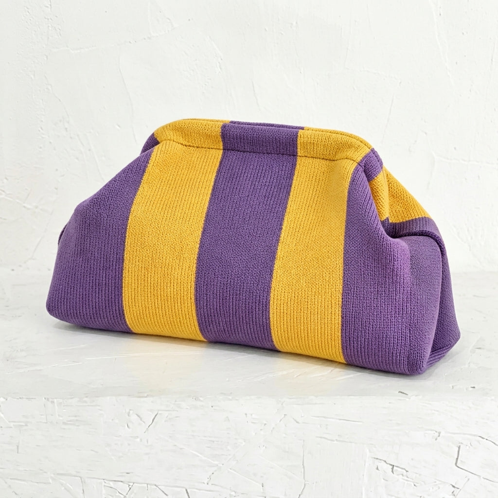 woven striped pouch clutch