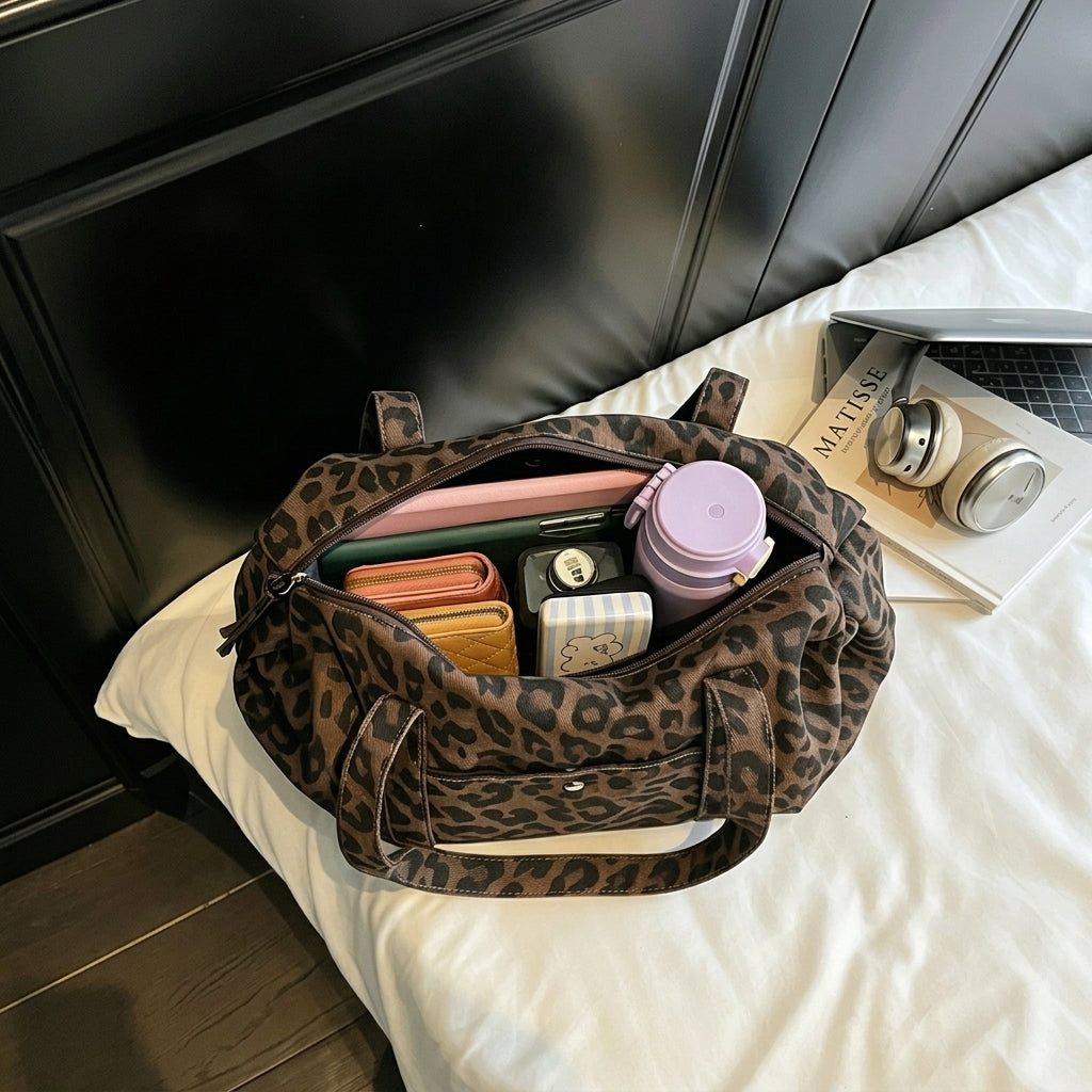 Leopard Print Duffel Travel Bag