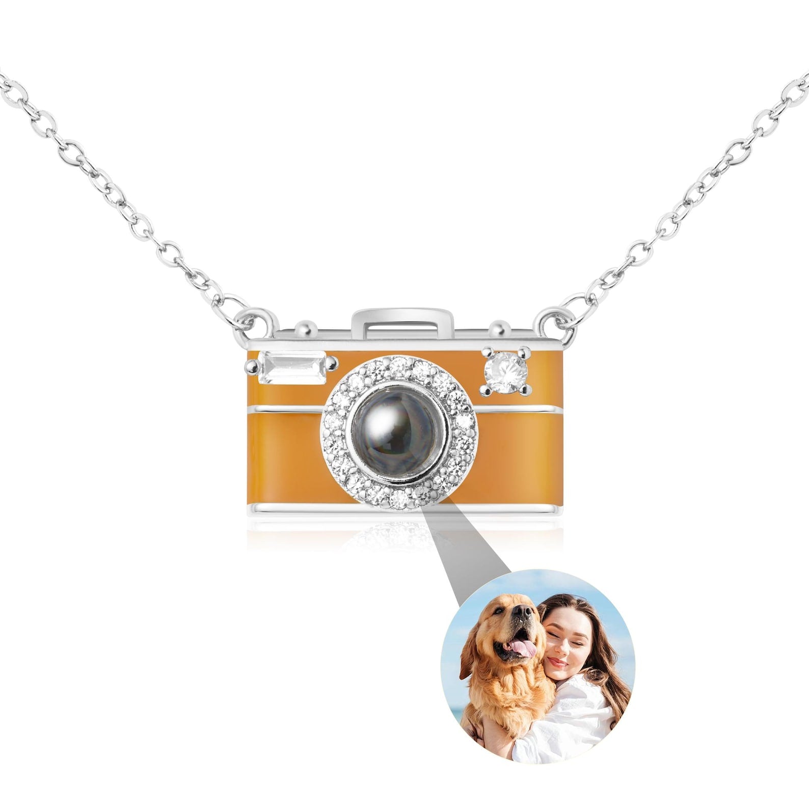 Dainty Camera Custom Personalized Necklace in silver