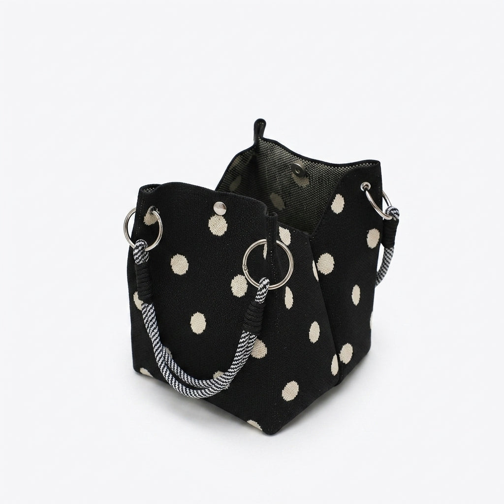 Knit Magnetic Clasp Bucket Bag