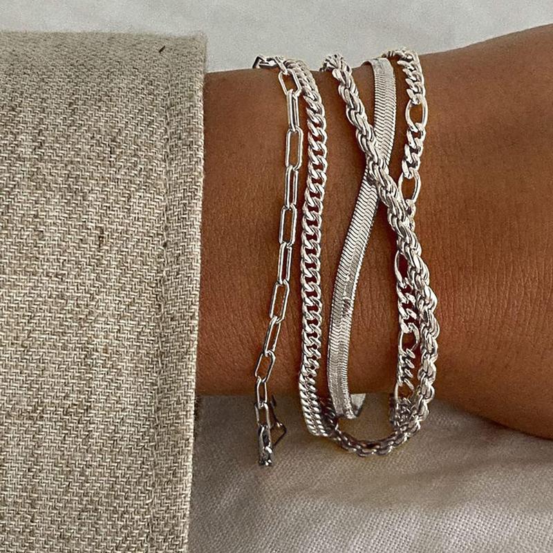 5pc Classic Bracelets Stack in silver