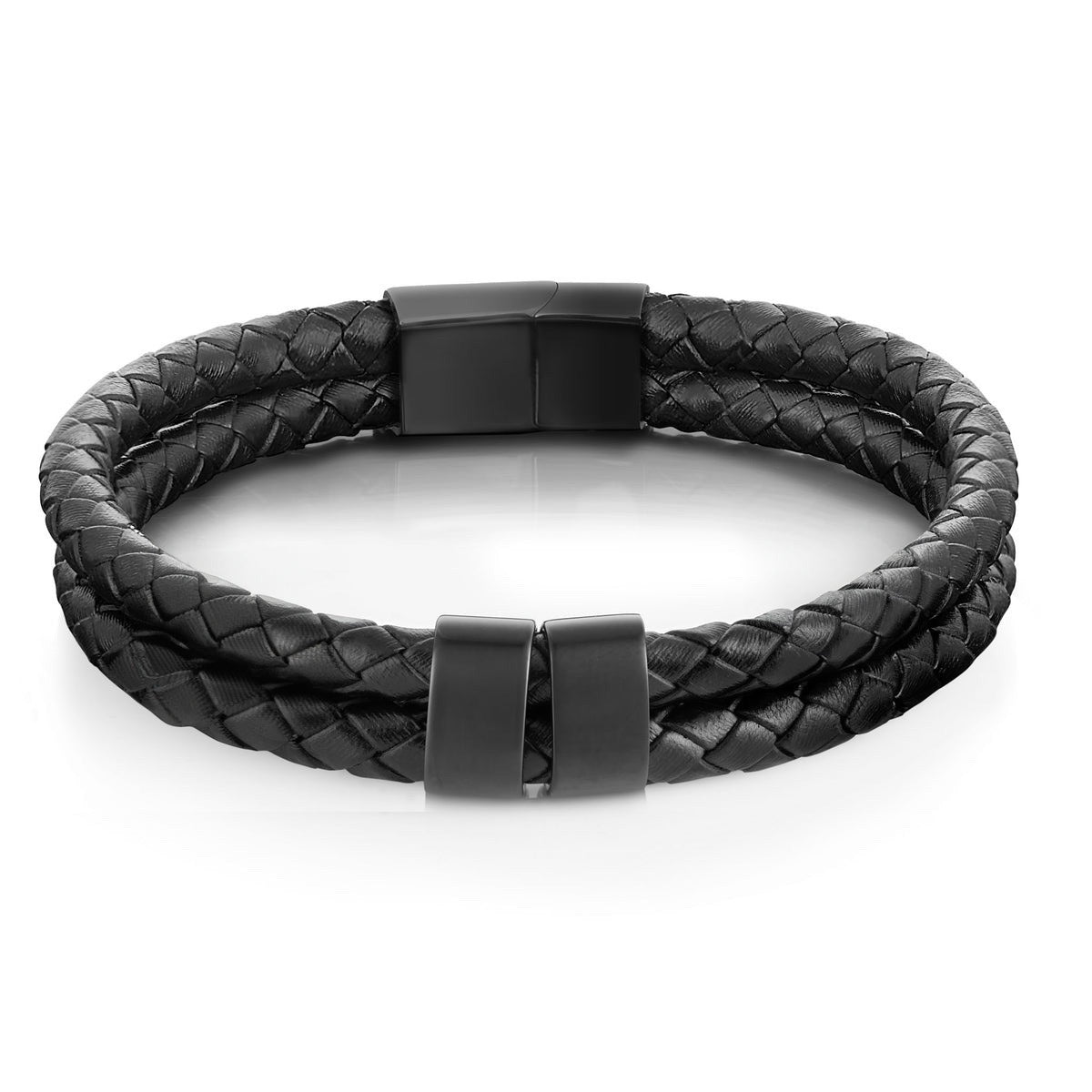 Minimal Personalized Name(s) Leather Bracelet in black