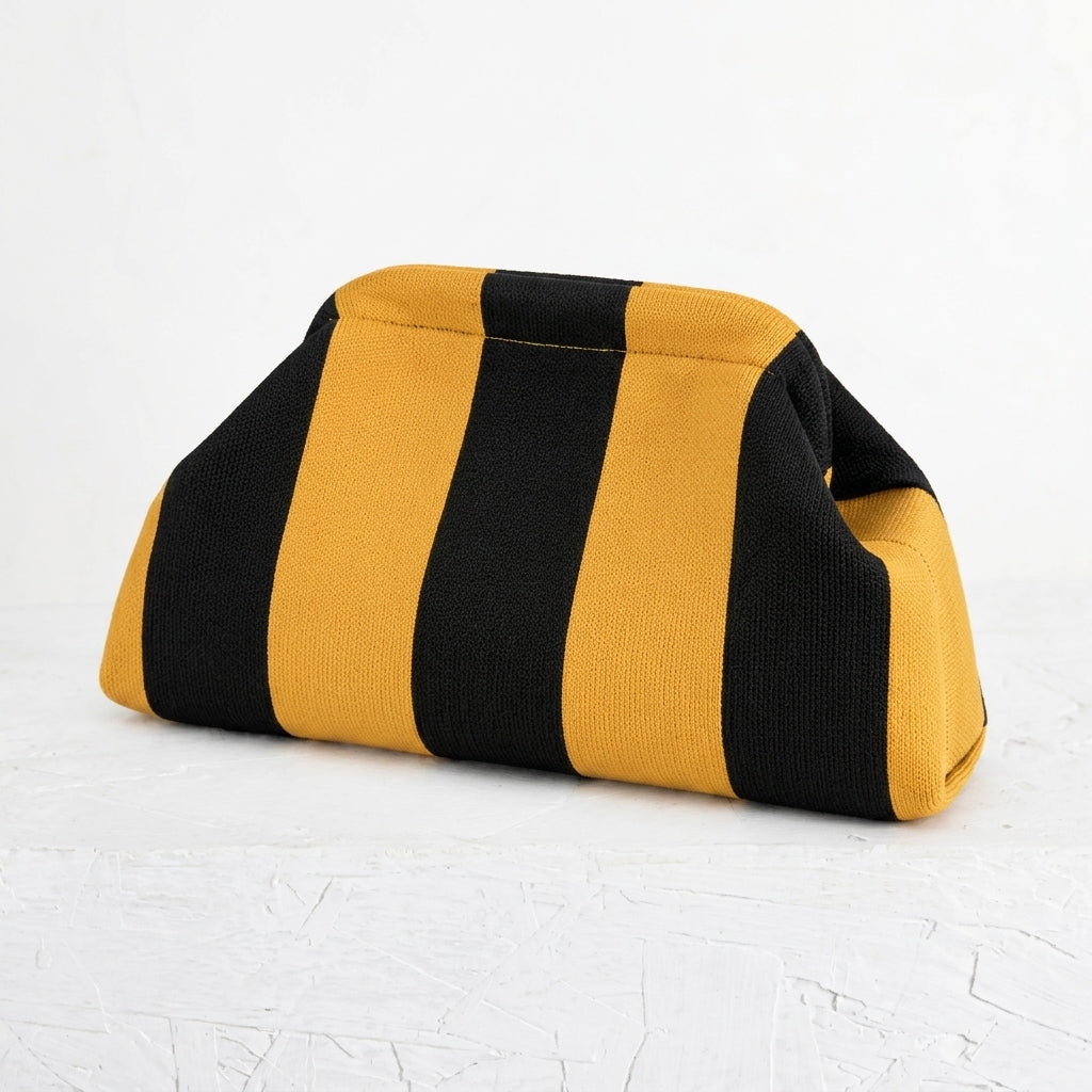 woven striped pouch clutch