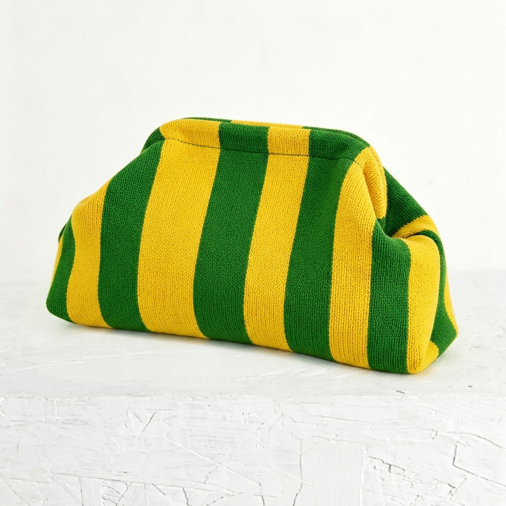 woven striped pouch clutch
