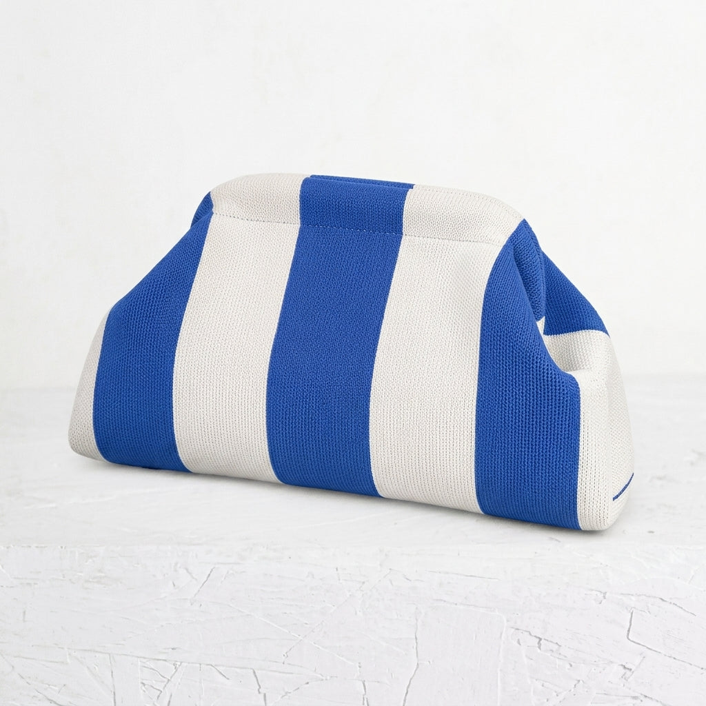 woven striped pouch clutch