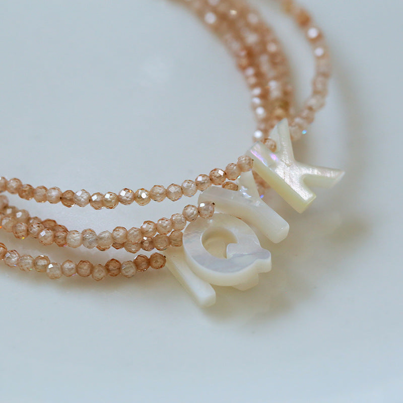 Dainty Stone Beaded Initial Bracelet
