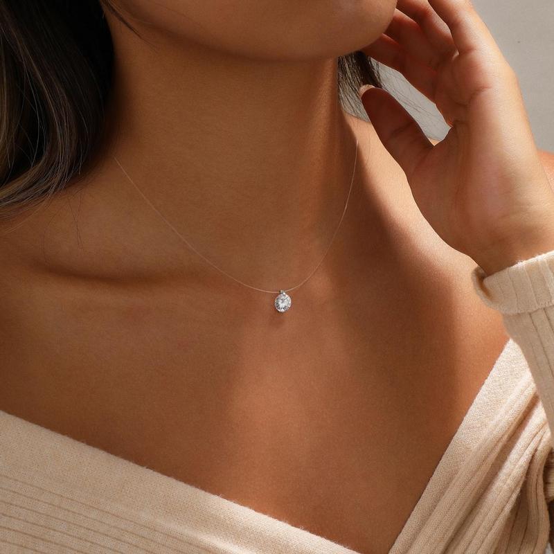 Floating Diamond Invisible Necklace