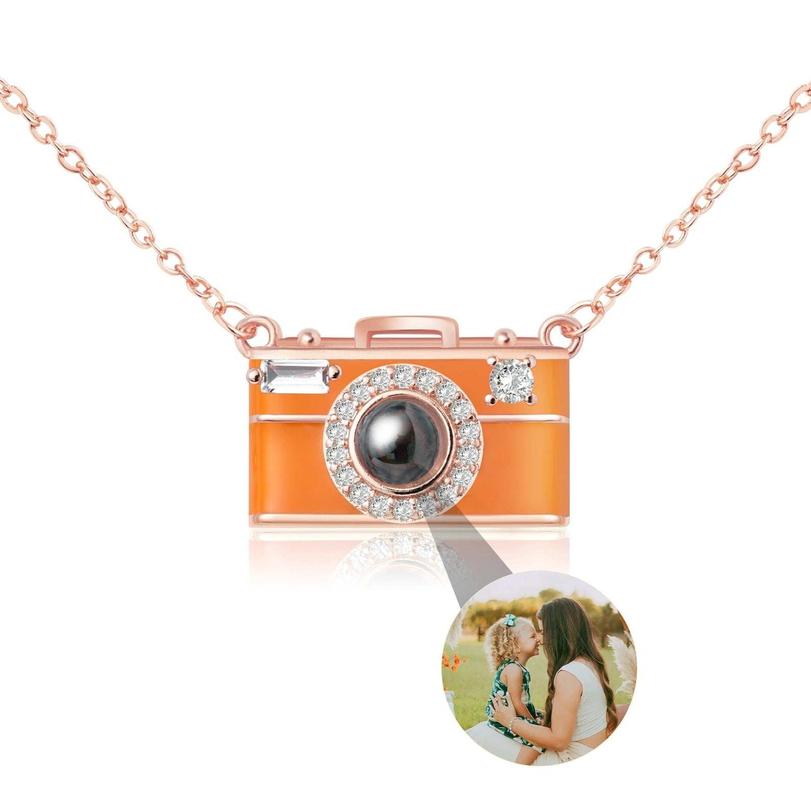 Dainty Camera Custom Personalized Necklace in rose gold