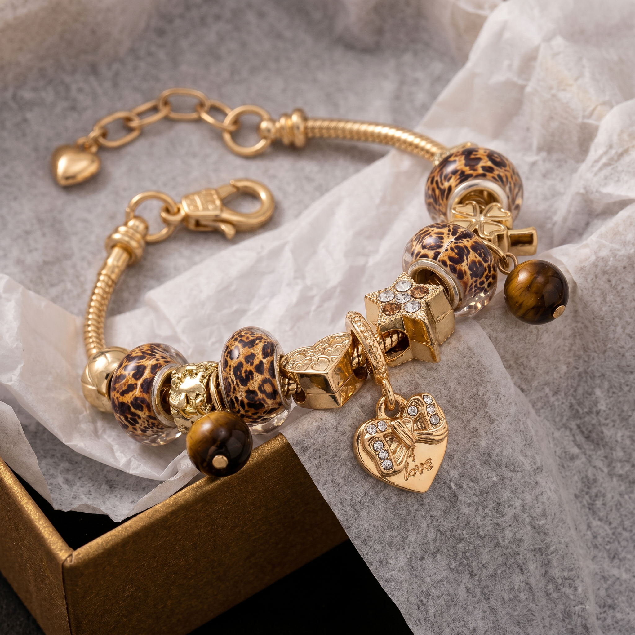 Playful Leopard Charm Bracelets
