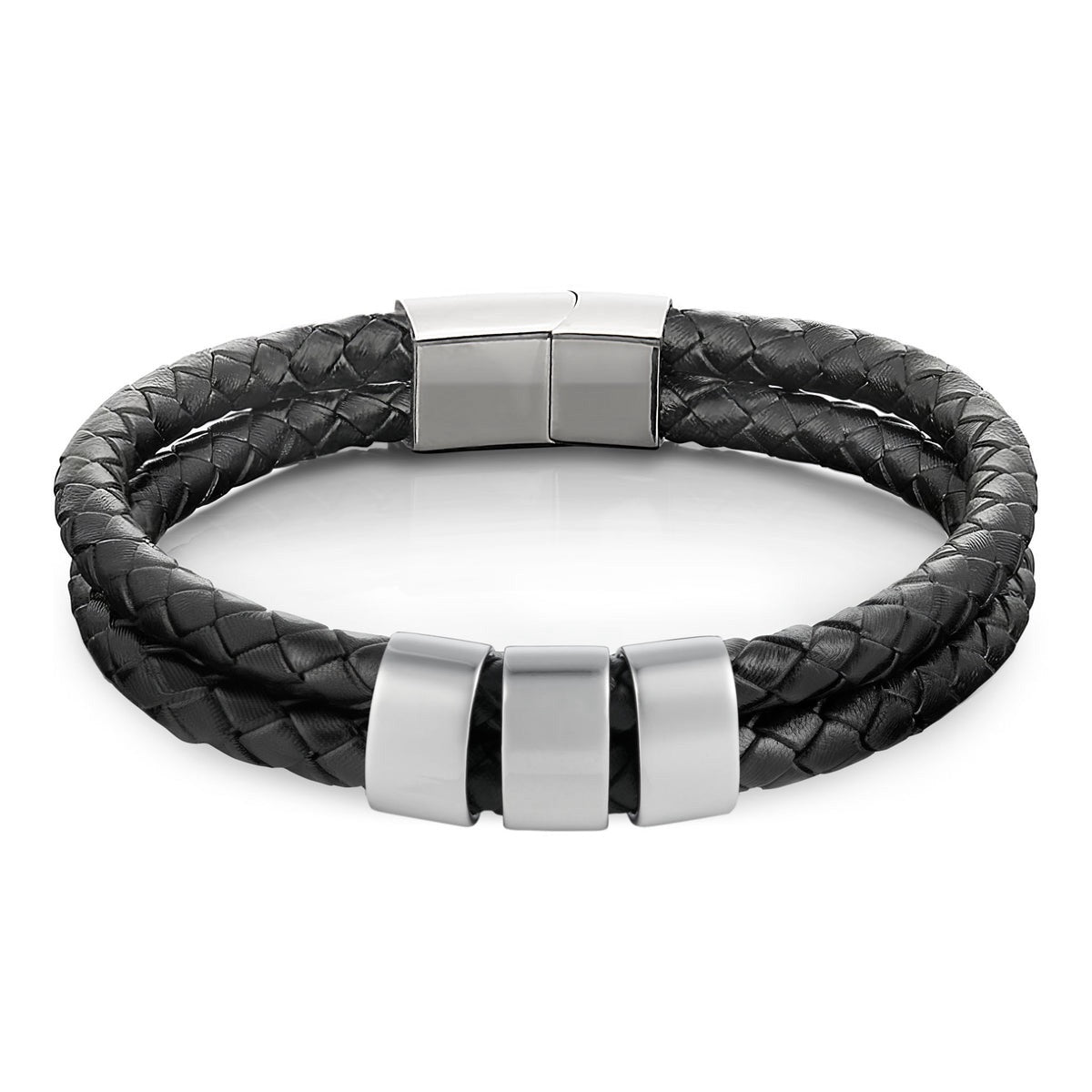 Minimal Personalized Name(s) Leather Bracelet in silver