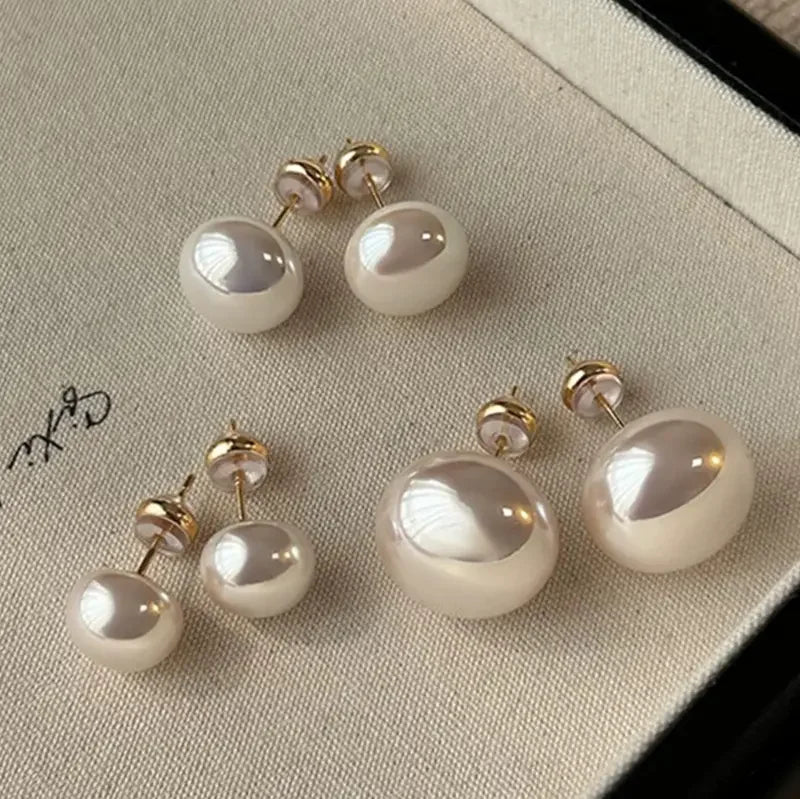 3 Pair Pearl Stud Earrings Set