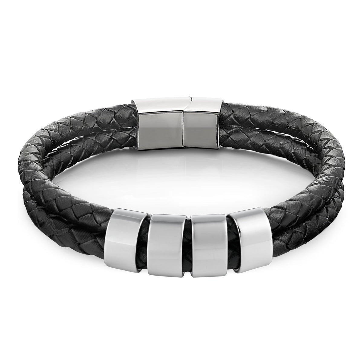 Minimal Personalized Name(s) Leather Bracelet in silver