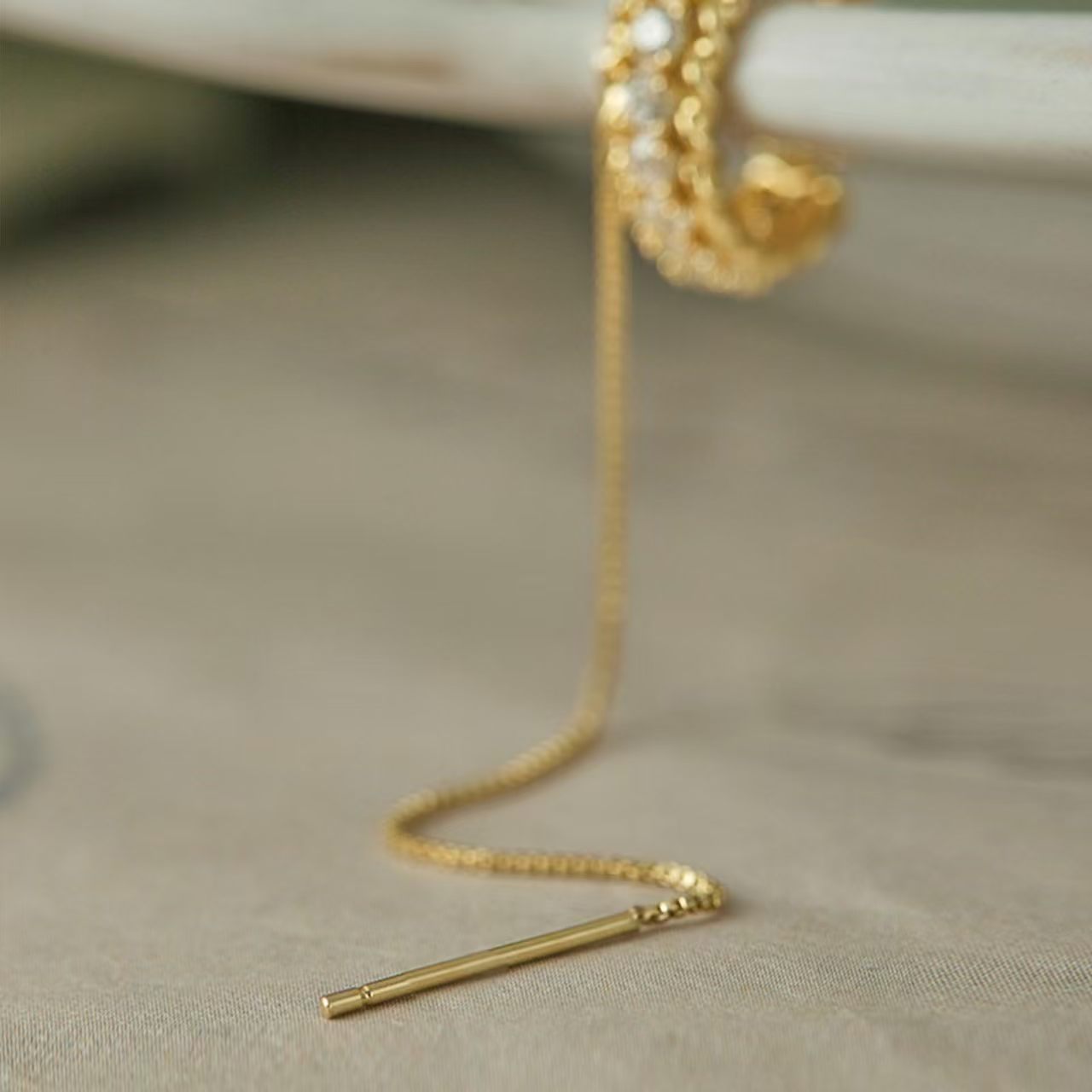 Diamond Accented Threader Ear Cuff Earrings