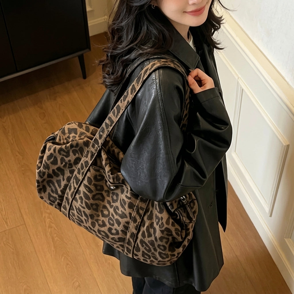 Leopard Print Duffel Travel Bag