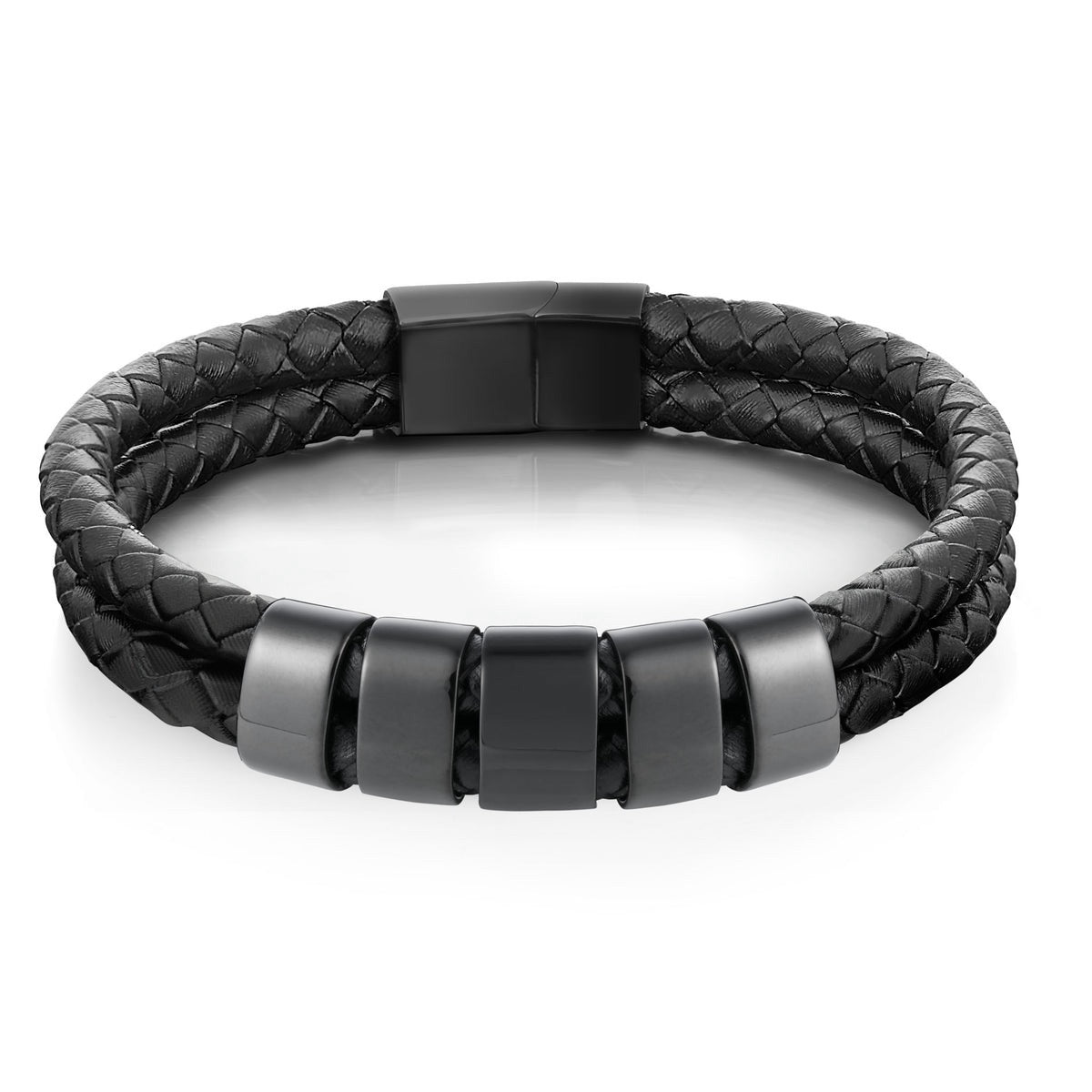 Minimal Personalized Name(s) Leather Bracelet in black