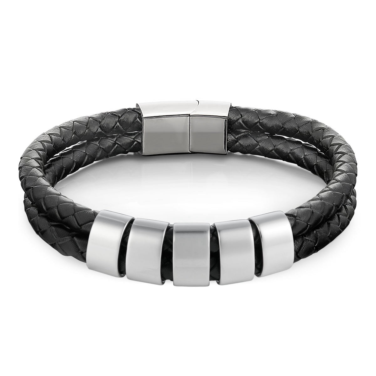 Minimal Personalized Name(s) Leather Bracelet in silver