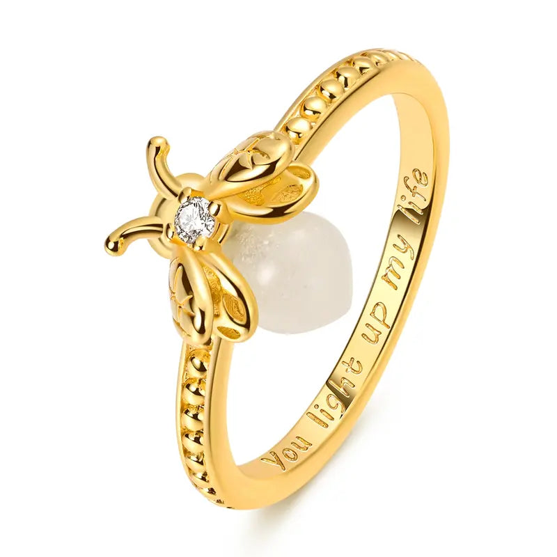 S925 Glowing Lume Firefly Ring in gold