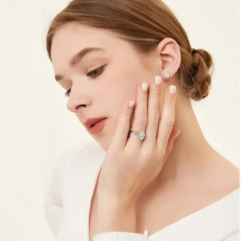 2pc Pear Cut Ring Set