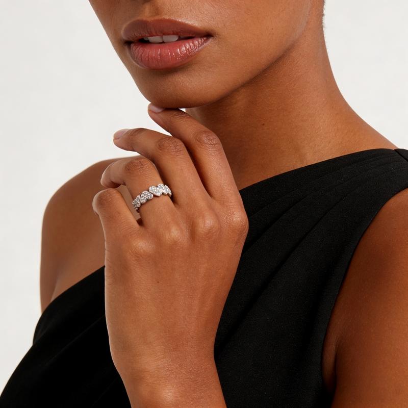 S925 Moissanite Accented Eternity Heart Ring