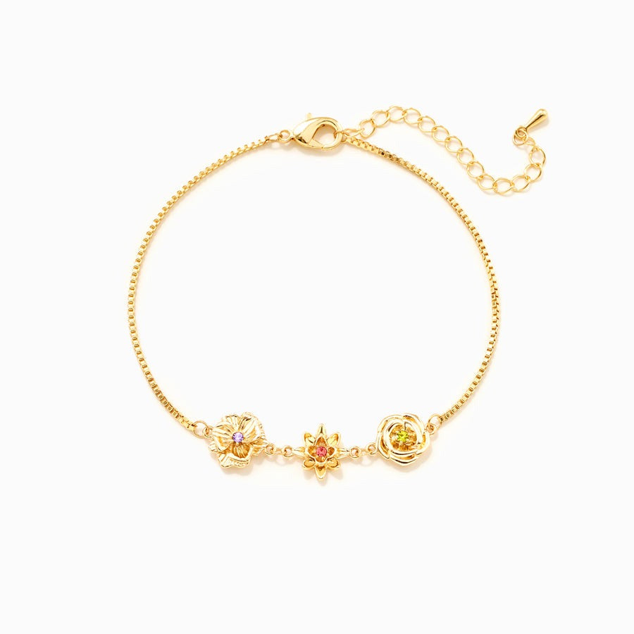Dainty Birthflower & Birthstone Bracelet