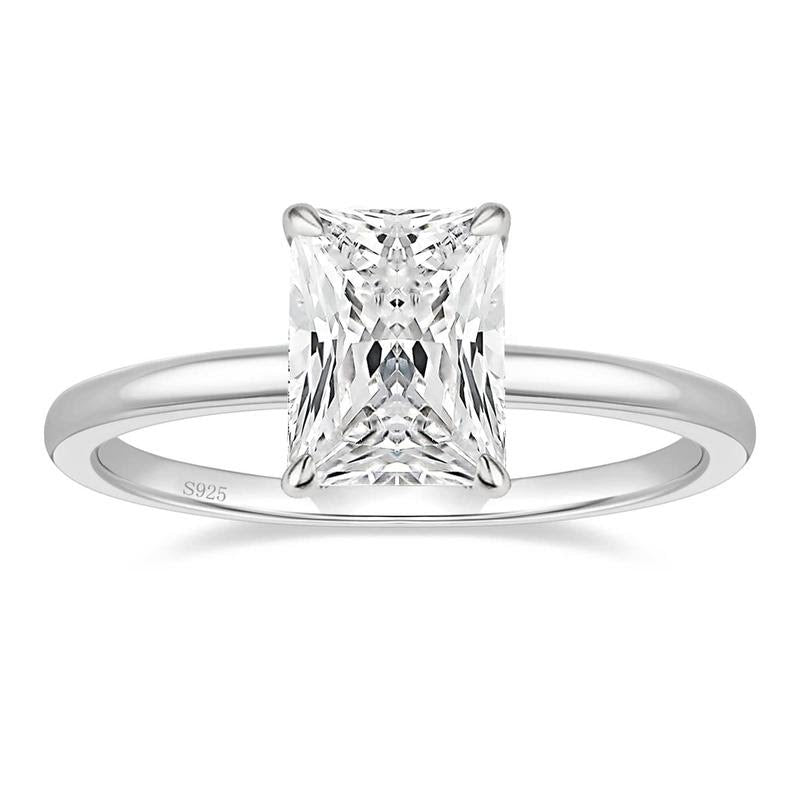 3ct S925 Radiant Cut Ring in silver