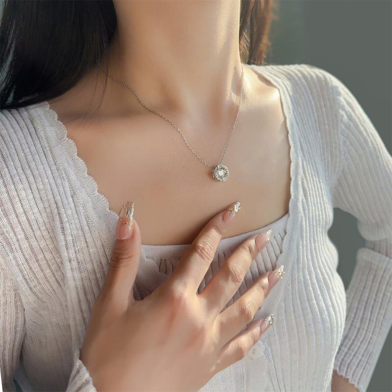 1CT Floating Halo Pendant Necklace
