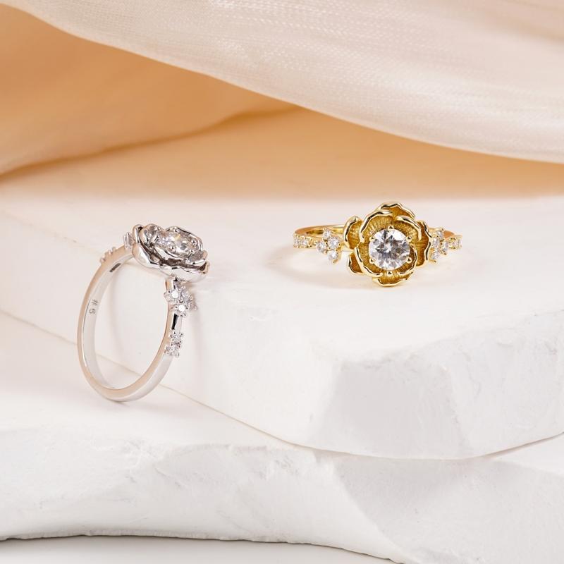 S925 Moissanite Center Set Rose Ring