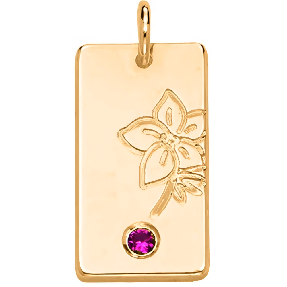 Personalized Name Dainty Satellite Chain Birth Flower & Stone Necklace in gold