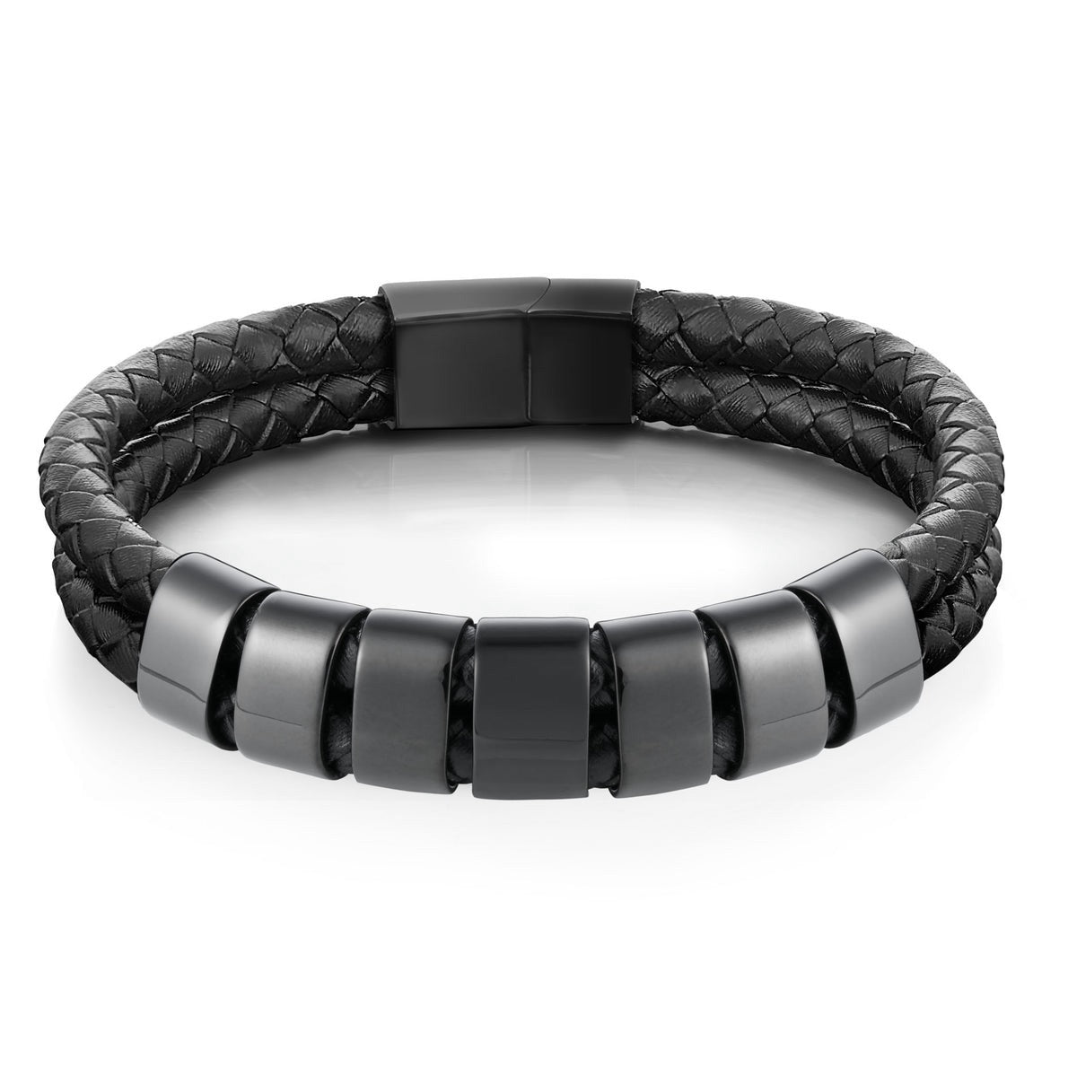 Minimal Personalized Name(s) Leather Bracelet in black