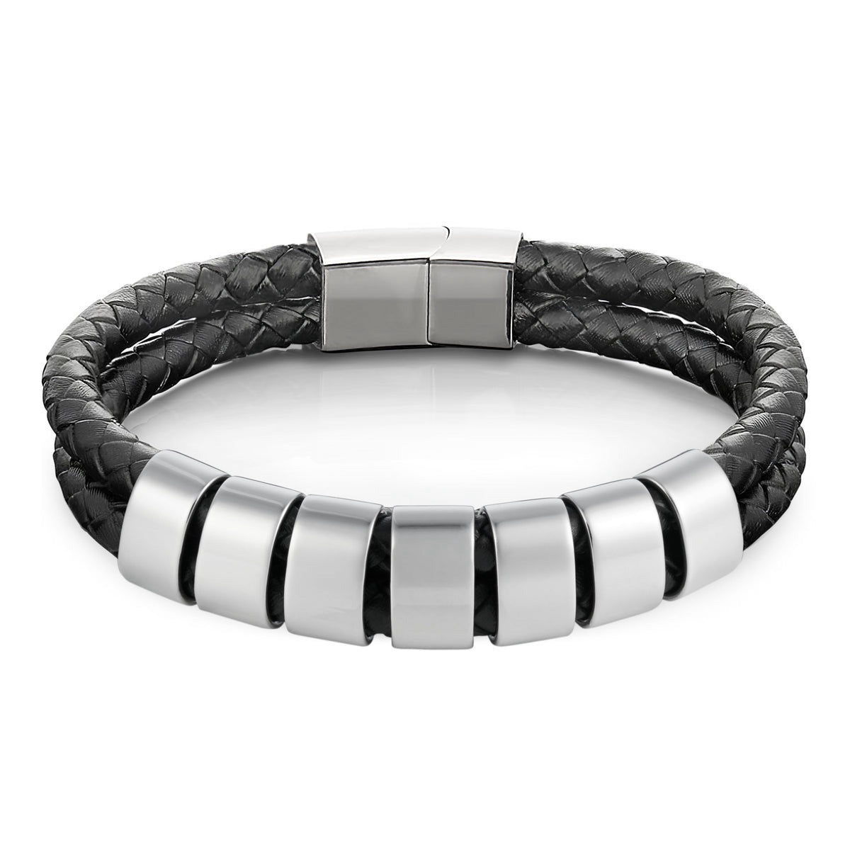 Minimal Personalized Name(s) Leather Bracelet in silver