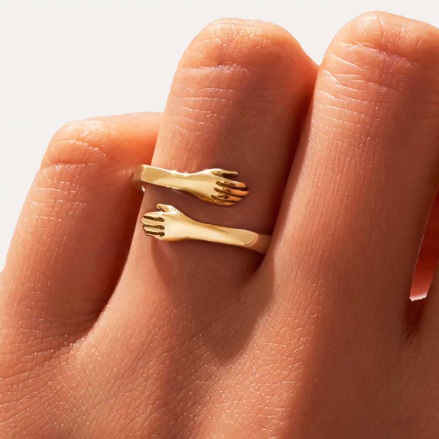 Love Warm Embrace Hug Ring in gold