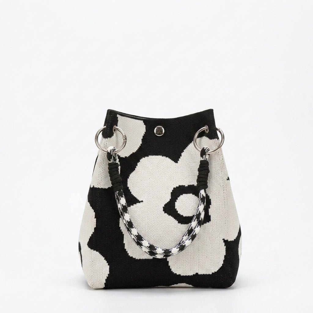 Knit Magnetic Clasp Bucket Bag