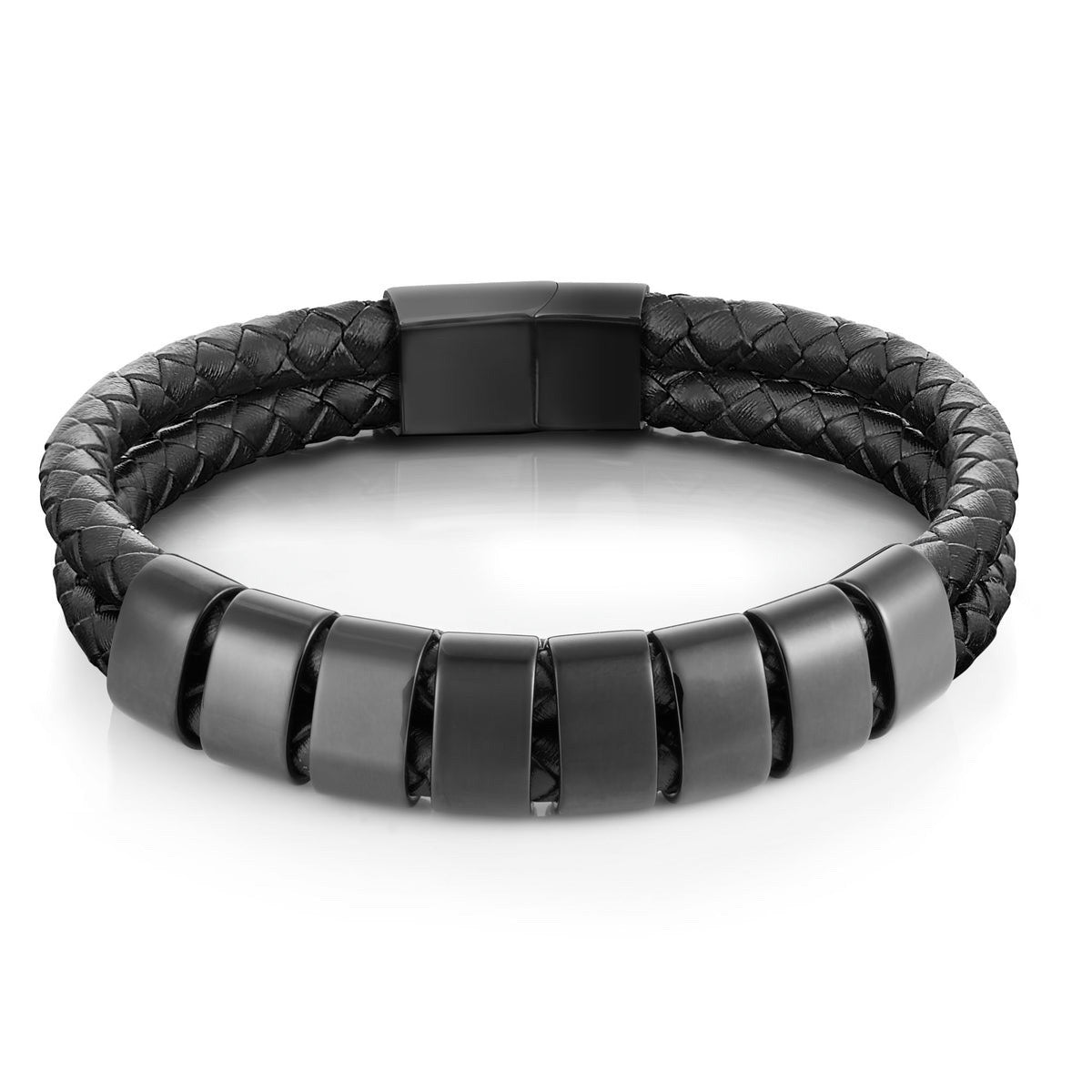 Minimal Personalized Name(s) Leather Bracelet in black