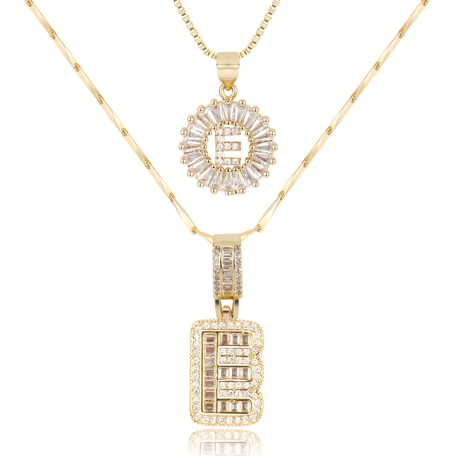 2pc 14k Diamond Letter Initial Necklaces in gold