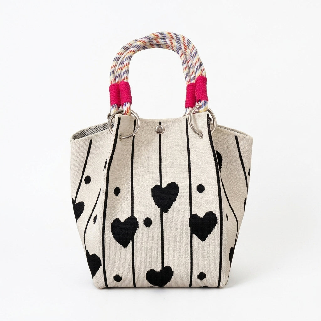 Knit Magnetic Clasp Bucket Bag
