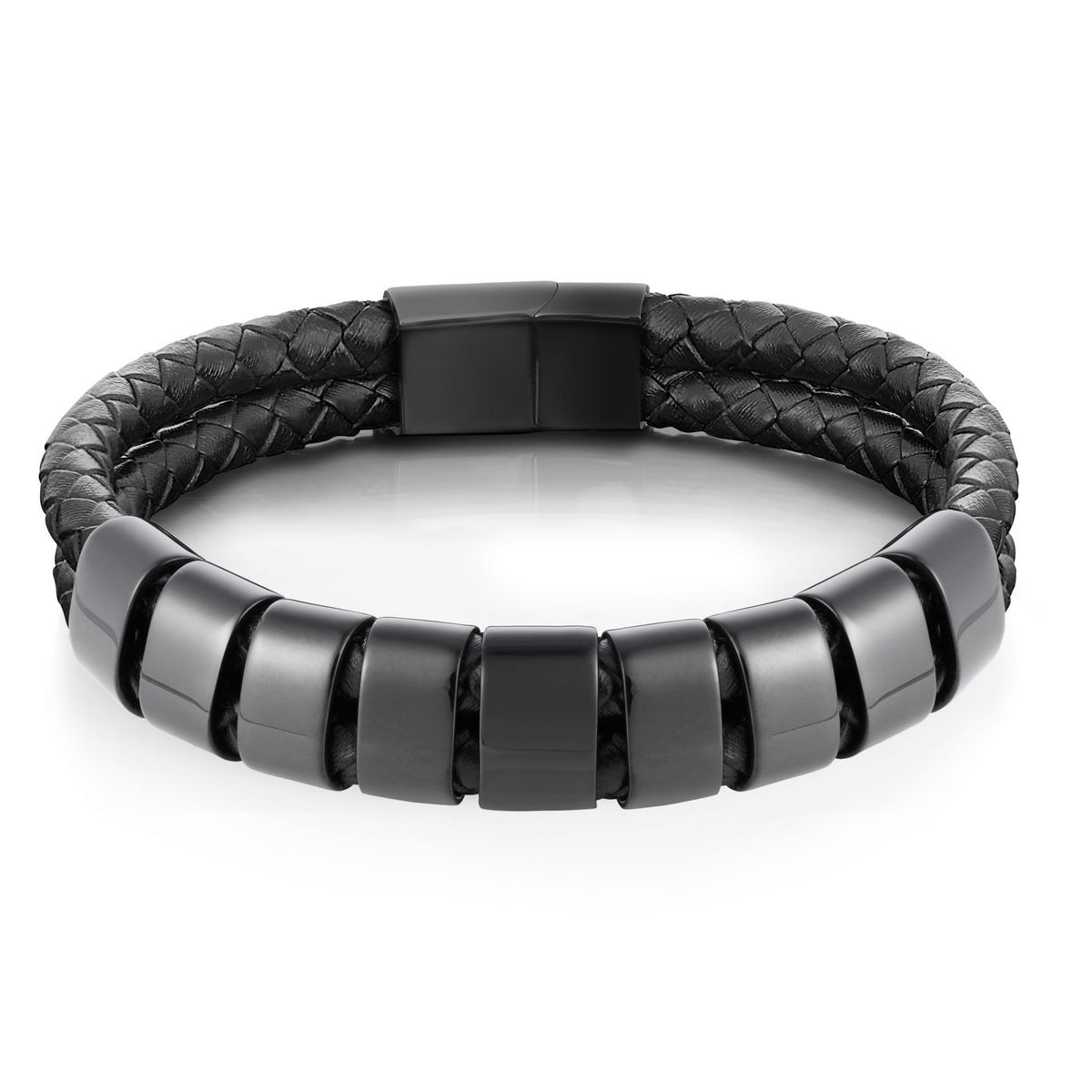 Minimal Personalized Name(s) Leather Bracelet in black