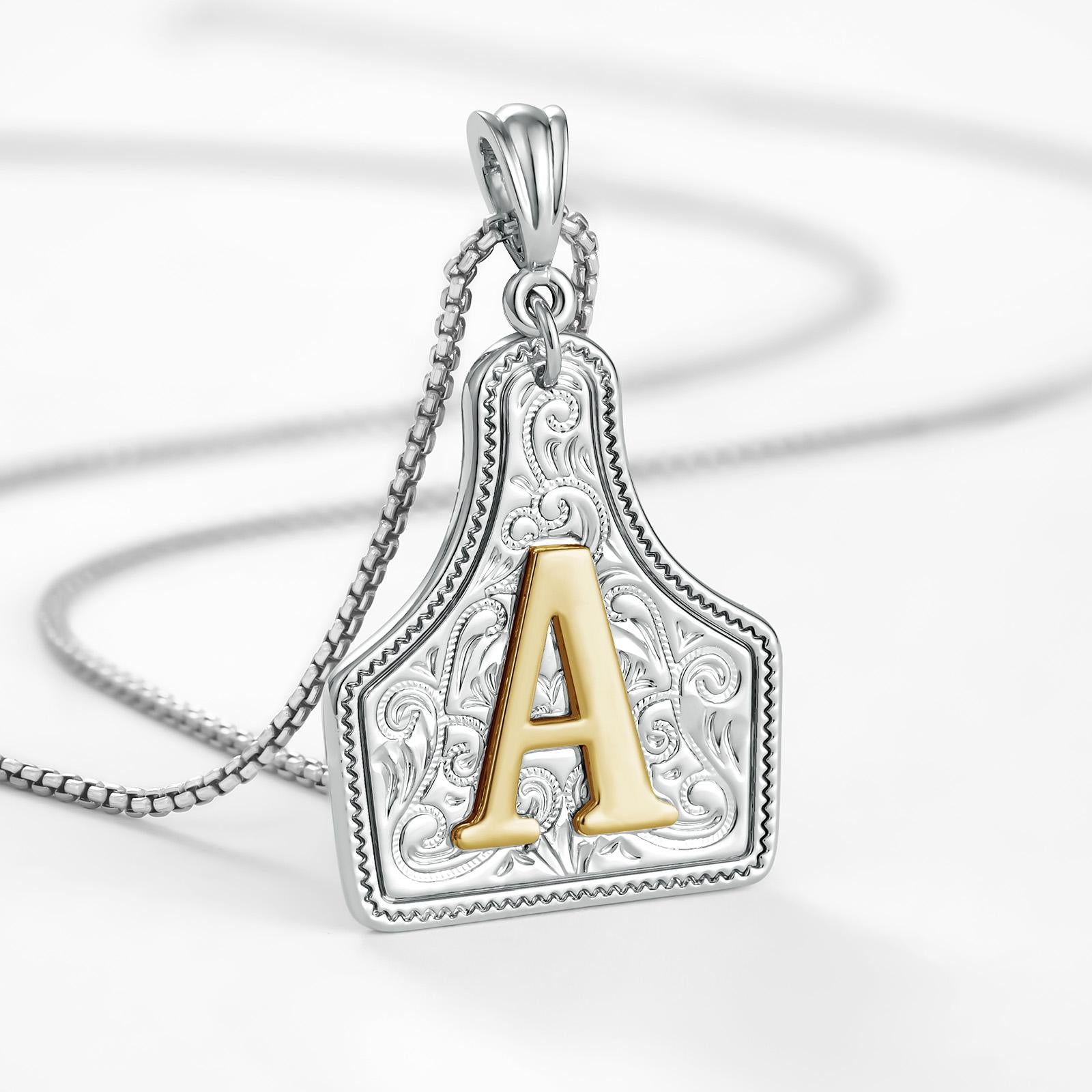 14k Elegant Cowgirl Initial Necklace in silver