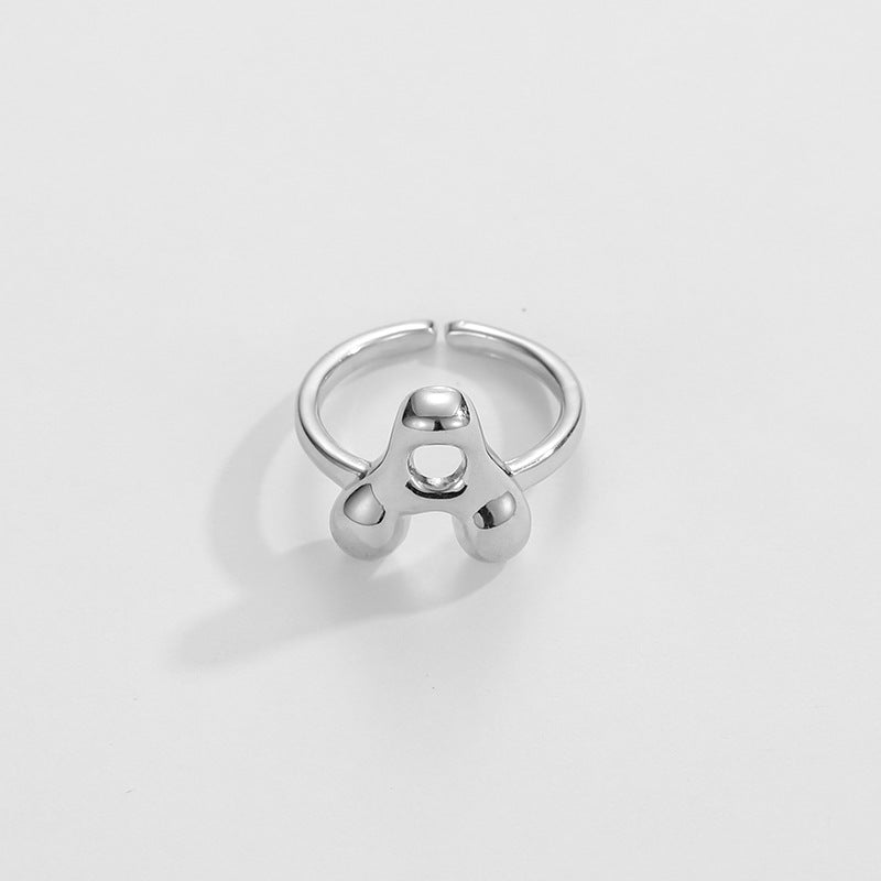 Cute Bubble Letter Initial Ring in silver