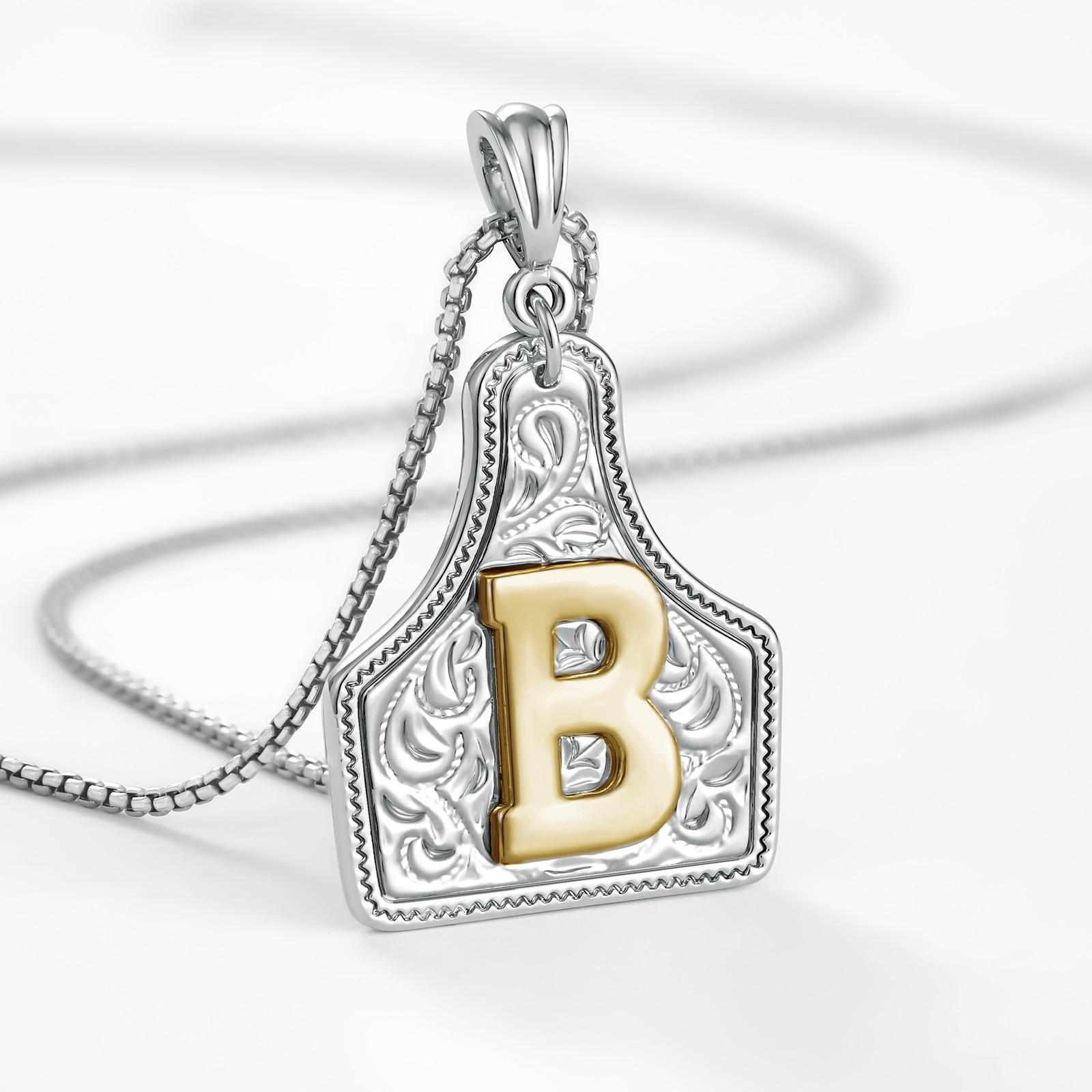 14k Elegant Cowgirl Initial Necklace in silver