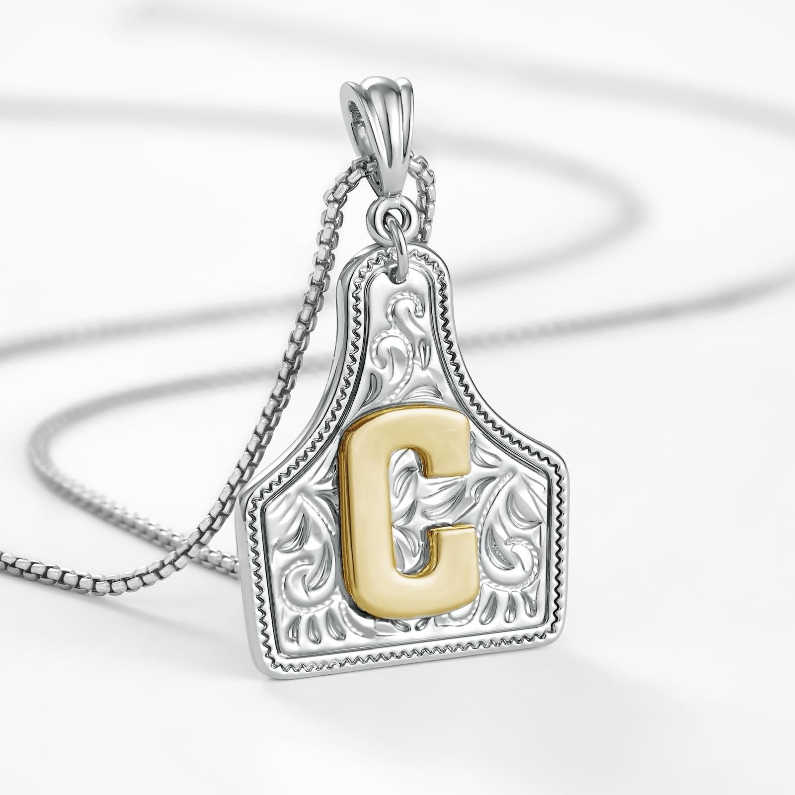 14k Elegant Cowgirl Initial Necklace in silver