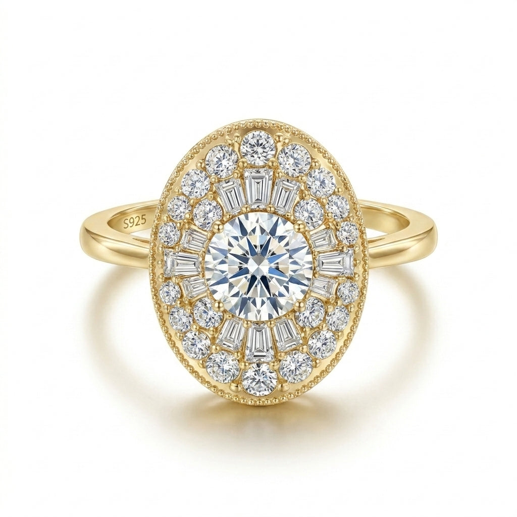 1ct Bold Oval Moissanite Ring in gold