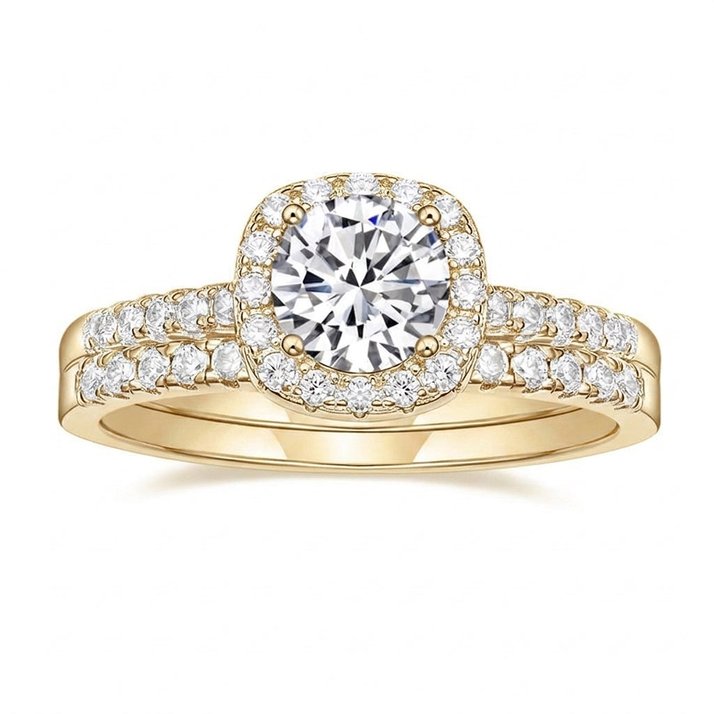Classy Double Band Pave Ring in gold