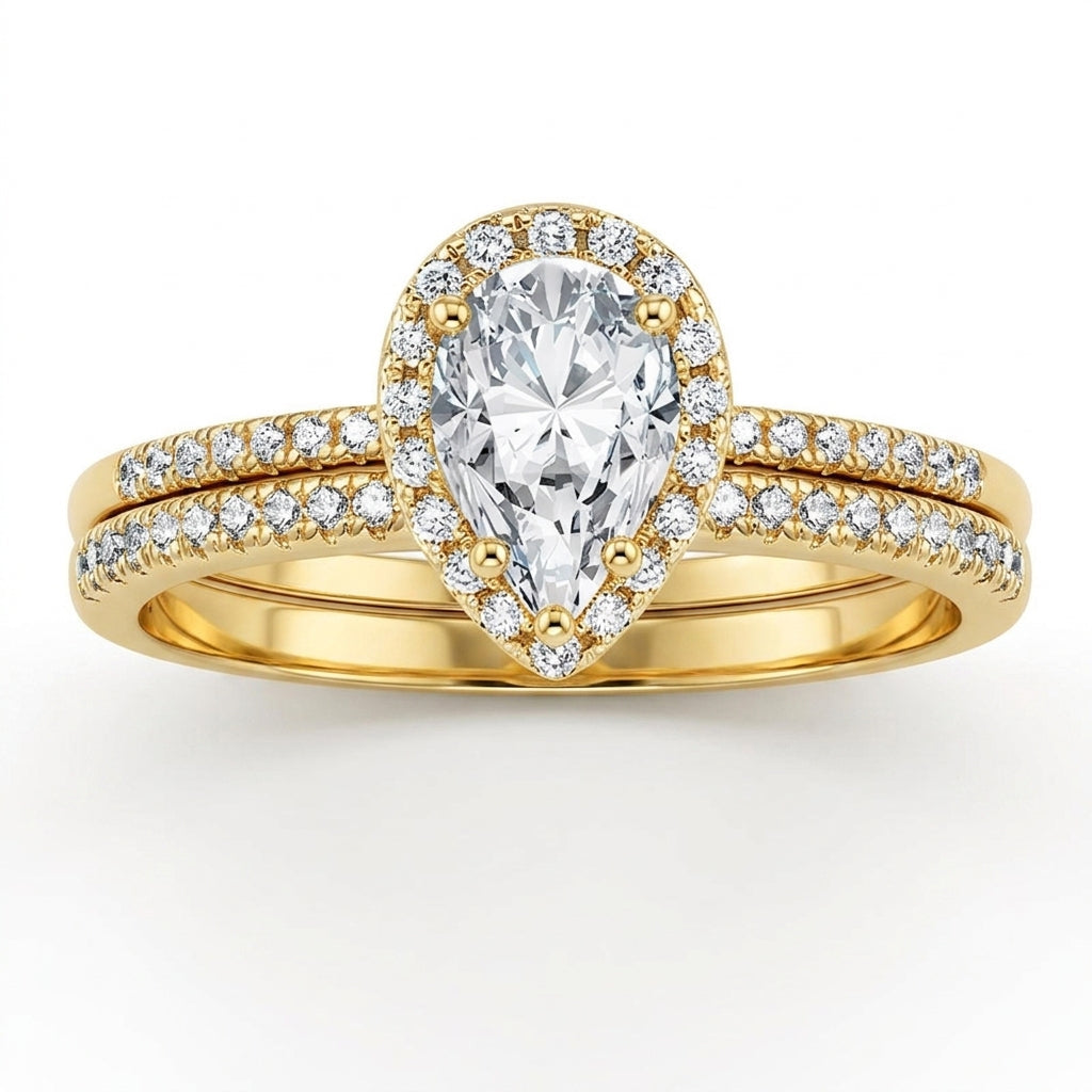 Classy Double Band Pave Ring in gold