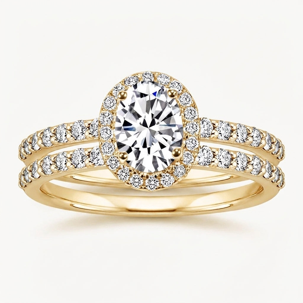 Classy Double Band Pave Ring in gold