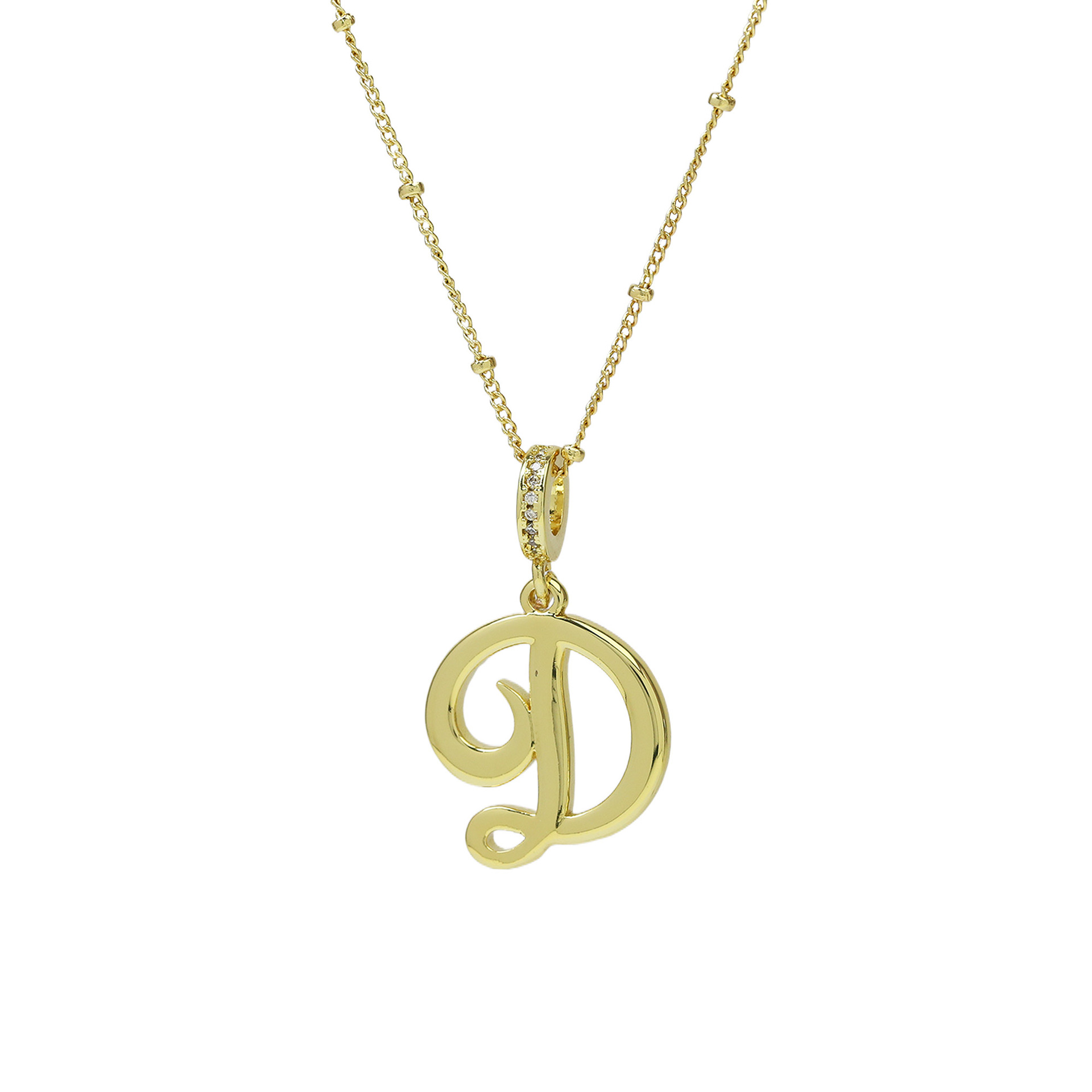 Elegant Cursive Font Satellite Chain Initial Necklace