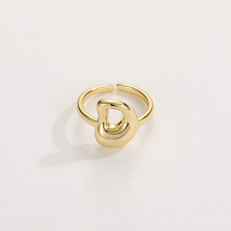 Cute Bubble Letter Initial Ring in gold