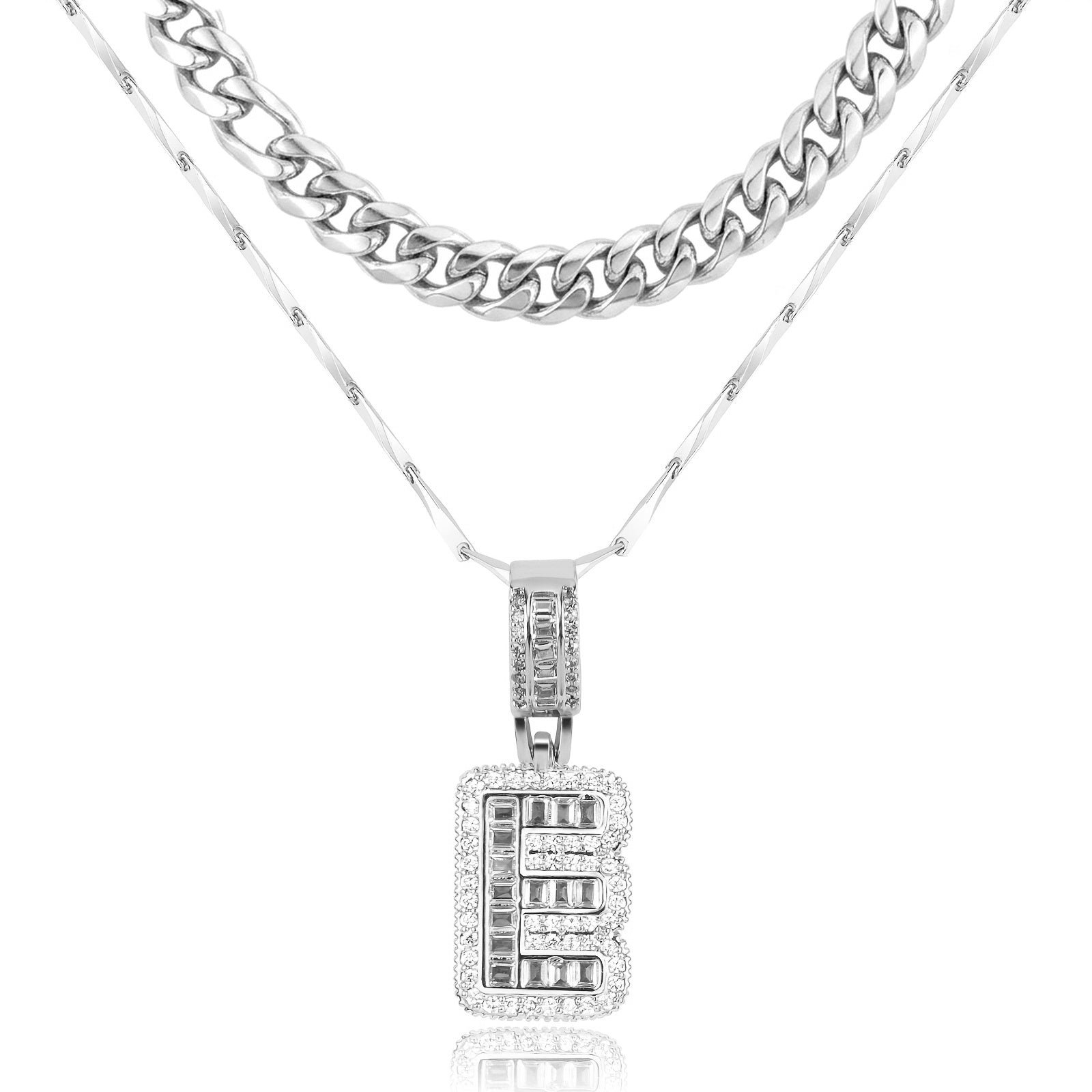 2pc 14k layered cuban initial necklaces