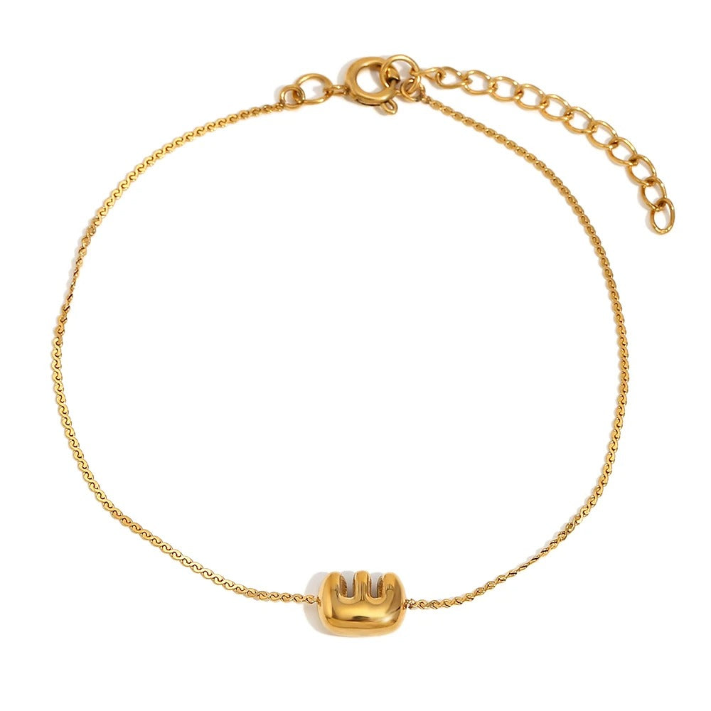 dainty bubble letter initial bracelet